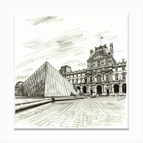 Louvre Sketch Canvas Print