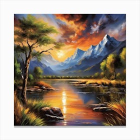 Sunset By The River 5 Canvas Print