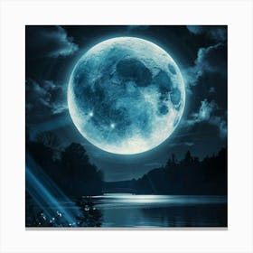 The Blue Moon Light Photo Illustration 3d Ren (1) Canvas Print