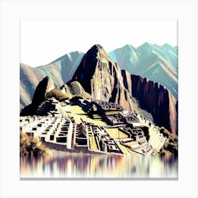 Color Focus Brush Painting Machu Picchu In Peru 1 Canvas Print