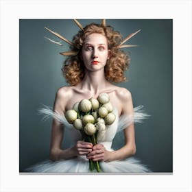 Girl With Flowers Canvas Print