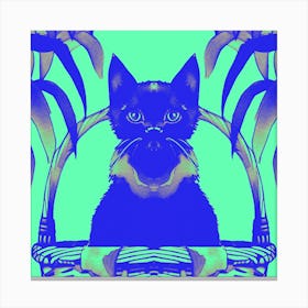 Cat Meow Pastel Green Canvas Print