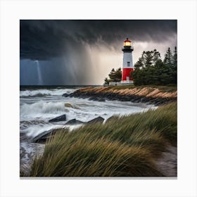 Lightning Storm Over The Lighthouse Canvas Print