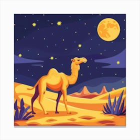 Camel In Desert Canvas Print