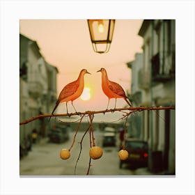 Two Birds With Lantern (II) Canvas Print