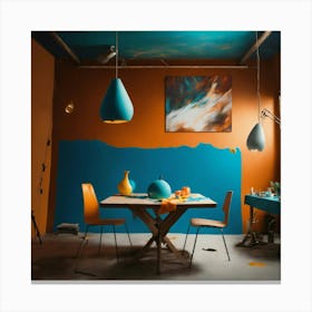 Blue And Orange Dining Room Canvas Print