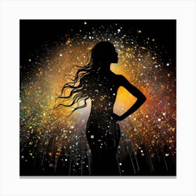 Silhouette Of A Woman In The Sky Canvas Print