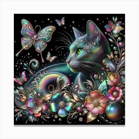 Cat With Butterflies 2 Canvas Print