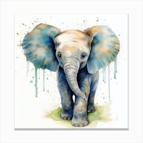 Baby Elephant Watercolor 1 Canvas Print