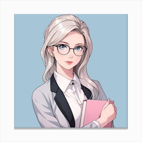 Anime Girl With Glasses Canvas Print