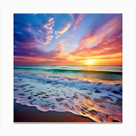 The Shore Is A Maelstrom Of Motion As The White Capped Waves Pirouette And Leap Their Energy Canvas Print