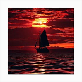 Sailboat At Sunset 14 Canvas Print