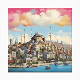 Turkish City paintings 2 Canvas Print