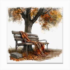 Autumn Park Bench Canvas Print