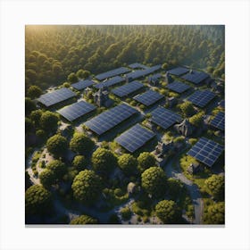 Solar Farm In The Forest Canvas Print