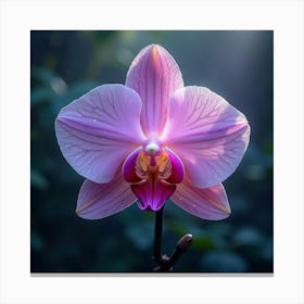 A Radiant Orchid With Petals Like Shards Of Sparkling Crystal Blooming In A Mystical Garden 1 Canvas Print