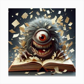 Monster In A Book 2 Canvas Print