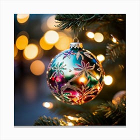 Christmas Ornament On A Christmas Tree 1 Canvas Print