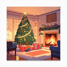 Christmas Tree In The Living Room 39 Canvas Print