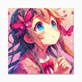 Anime Girl With Butterflies 3 Canvas Print