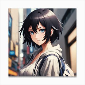 Anime Girl With Blue Eyes Canvas Print