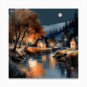 Night By The River Canvas Print