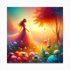 Beautiful Girl In The Meadow Canvas Print