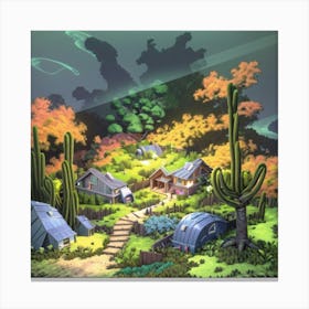 Cactus Village Canvas Print