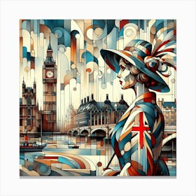 Abstract Art English lady in London 6 Canvas Print