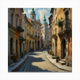 Street Scene In Poland Canvas Print