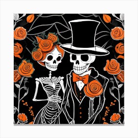 Day Of The Dead Wedding orange flowers Canvas Print