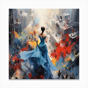 Woman In Blue Dress 1 Canvas Print