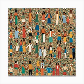 People Of The World, An Image Showing A Mosaic Of Different Cultural Symbols And People From Various Backgrounds Holding Canvas Print