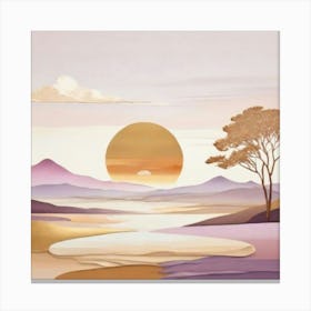 Sunset In The Desert gold and lilac Canvas Print