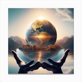 Earth In Hands 3 Canvas Print