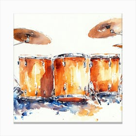 Watercolor Drum Set Canvas Print