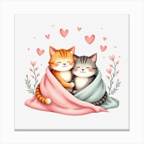 Valentine's Day Lovely Cat Couple2 Canvas Print