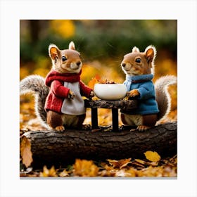 Squirrels In Autumn Canvas Print