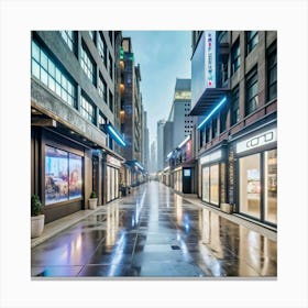 Wet City Street 1 Canvas Print