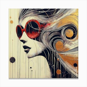 Woman With Red Sunglasses Abstract II. Canvas Print
