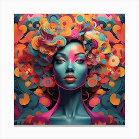 Abstract Portrait Of A Woman With Colorful Hair Canvas Print