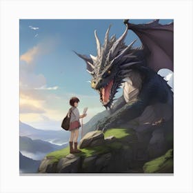 Dragon And Girl 2 Canvas Print