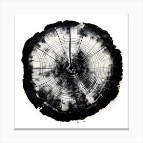 Tree Rings Abstraction in Black and White No. 2 Canvas Print