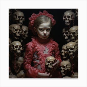Girl Among Skulls Canvas Print