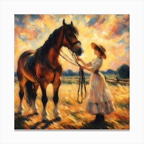 Girl And A Horse 3 Canvas Print