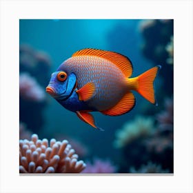 Vibrant Mandarin Fish Swimming In A Coral Reef 2 Canvas Print