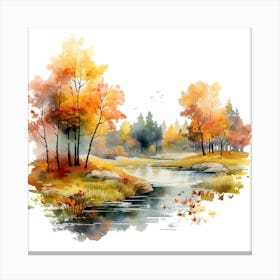 Watercolor Autumn Landscape 11 Canvas Print