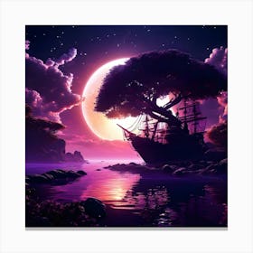 Ship In The Moonlight 1 Canvas Print