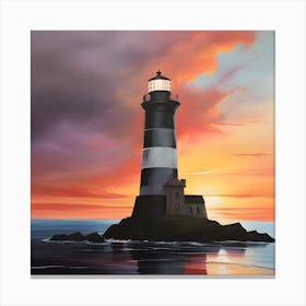 Lighthouse At Sunset Canvas Print