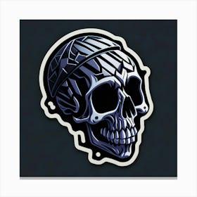 Skull Sticker With A Cap Silver (141) Canvas Print